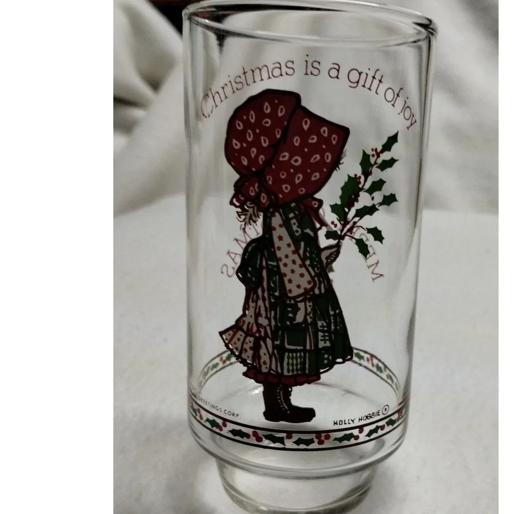 Set of‎ 2 Holly Hobbie Coca-Cola Christmas Glasses 1970s Vintage Limited Edition